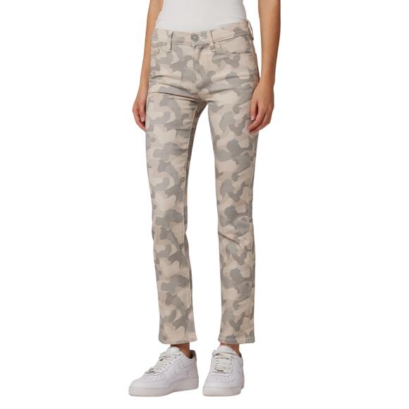 Hudson Camo Green Tan Nico Mid Rise Peyote Straight Leg Split Hem Jeans Size 33 - Picture 2 of 10